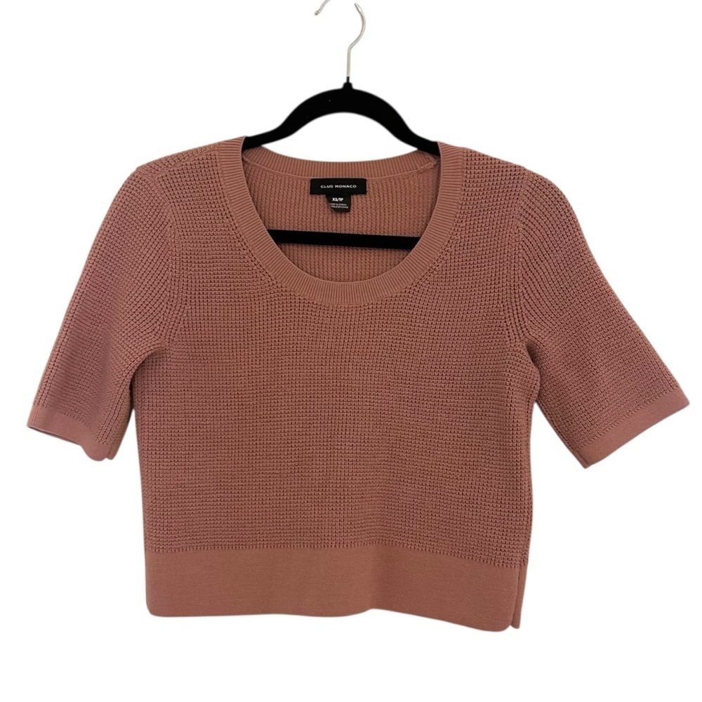Club Monaco Women's Pink Short Sleeve Sweater-Size XS